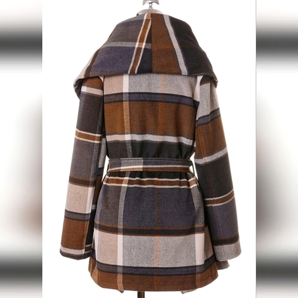 CHIC WISH PRAIRIE CHECK RABATO COAT Sz 3XL Plaid - Picture 6 of 10